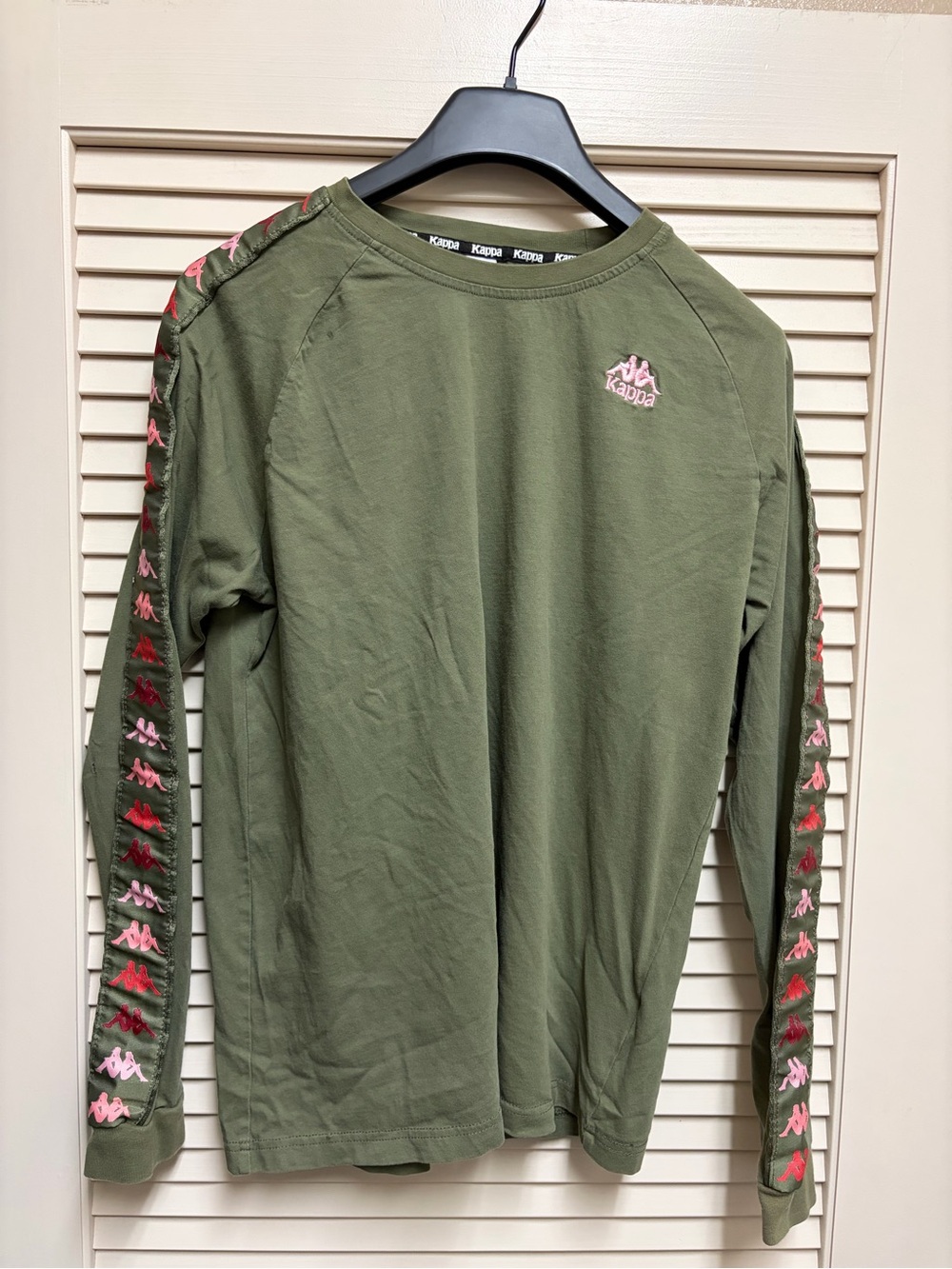 Kappa 222 Banda Mens Large Olive Green Pink Omini Logo Tape Streetwear Retro